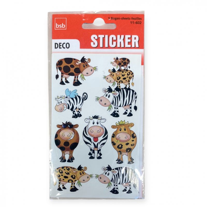 Stickers 3 ark morsomme kuer