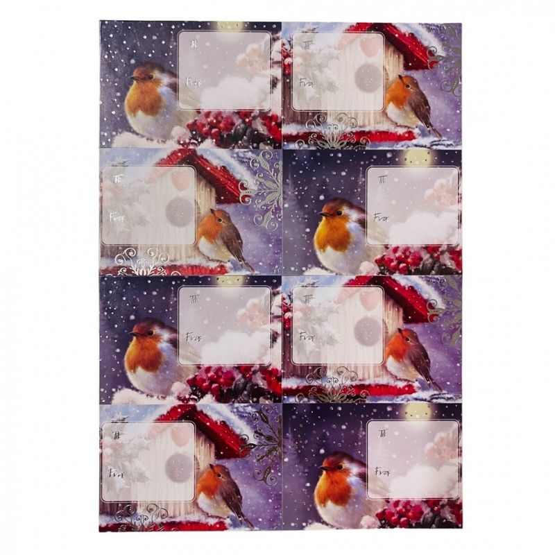 Julemerkelapper selvklebende 8 pk Fugl