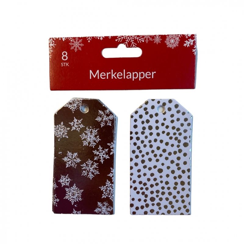 Julemerkelapper 8 pk. Sølv
