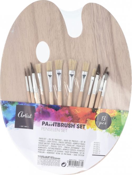 Hovedbilde Kunstmalersett pensler og palett