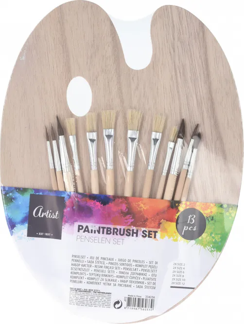 Hovedbilde Kunstmalersett pensler og palett