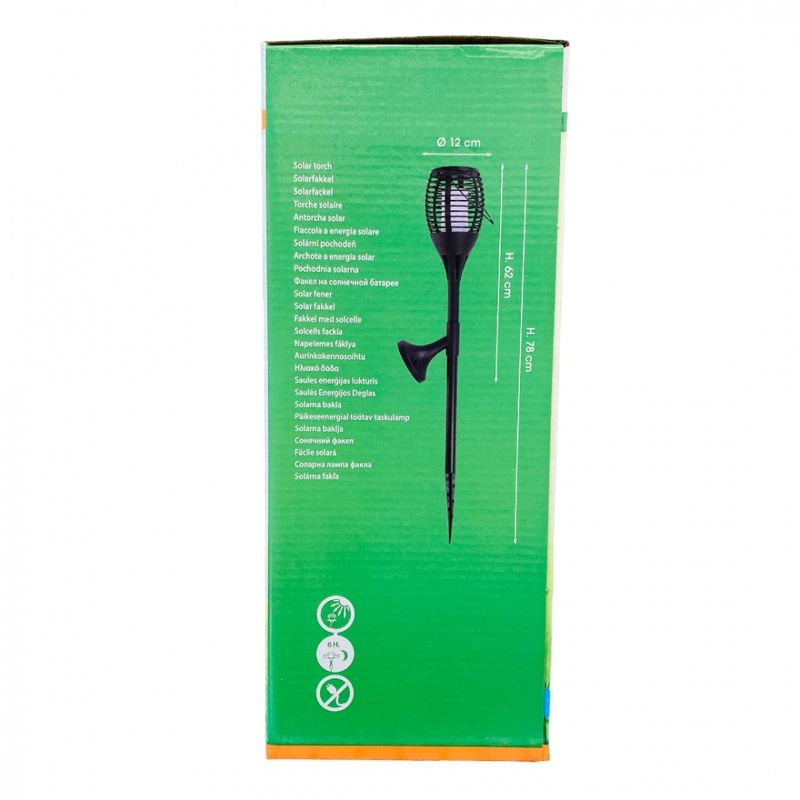 Solarlampe 3 i 1 med flammeeffekt stor
