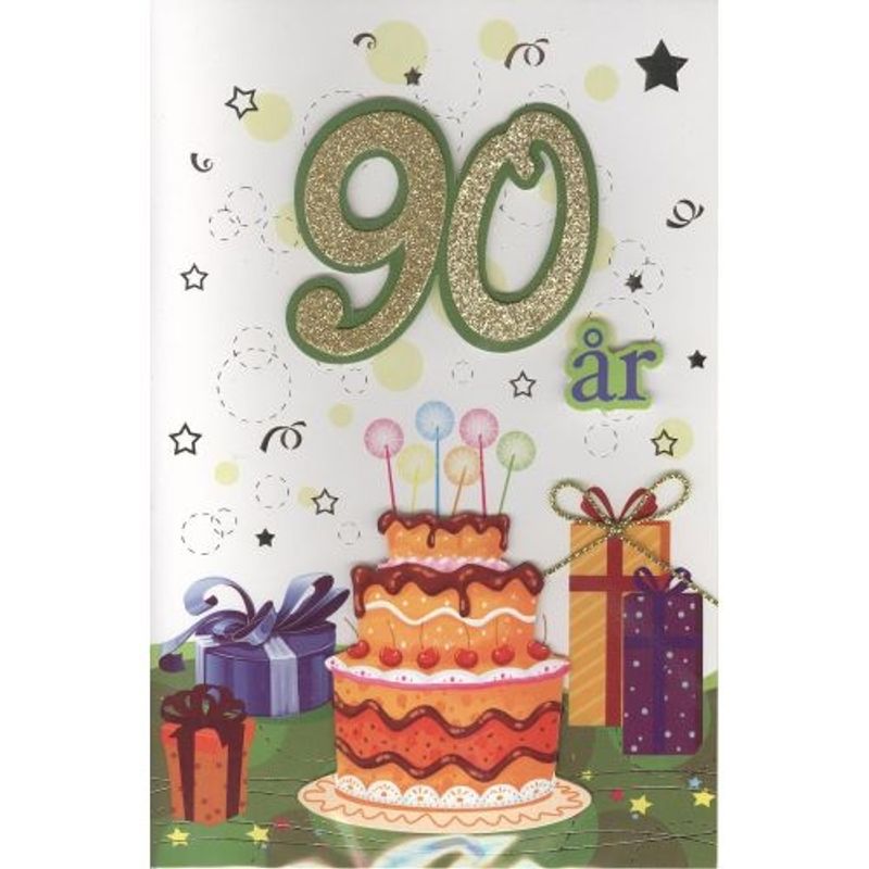 Gratulasjonskort dobbelt med konvolutt 90 år