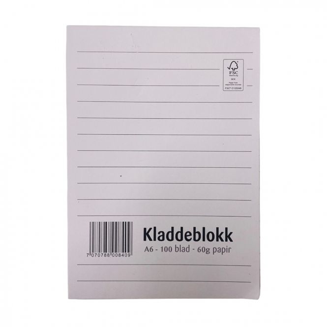 Hovedbilde Kladdeblokk A6 100 blad