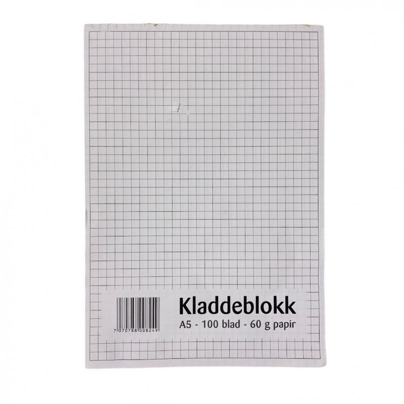 Kladdeblokk A5 Ruter 100 blad