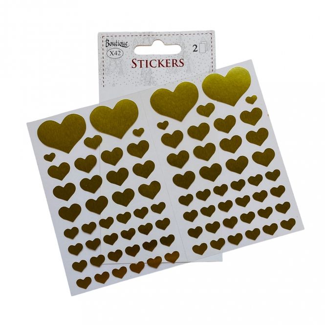 Hovedbilde Julestickers Hjerter Gullfarget