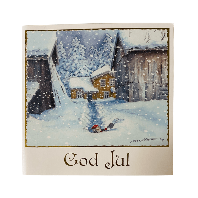Hovedbilde Julekort dobbelt m/konvolutt nisse måker snø