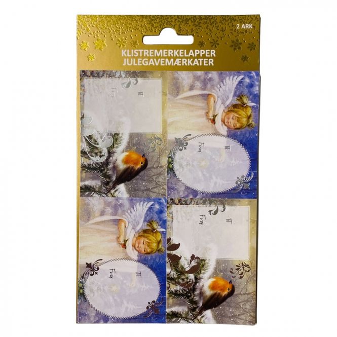 Hovedbilde Julemerkelapper selvklebende 8 pk Fugl/Engel