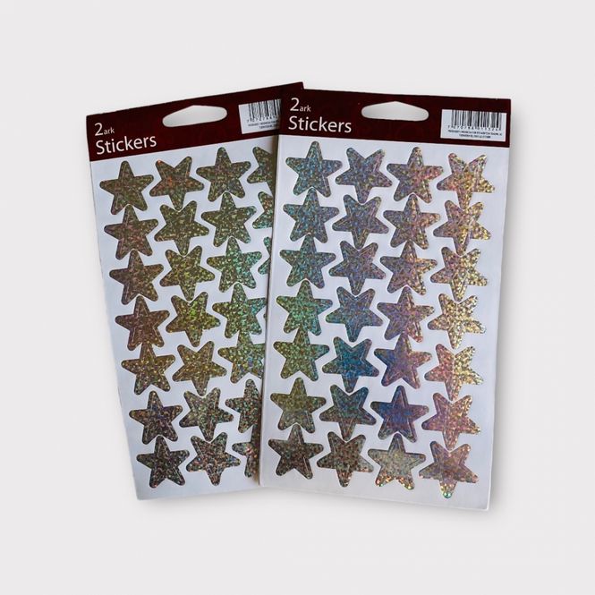 Hovedbilde Julestickers stjerner sølvfarget glitter