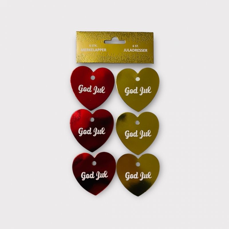 Julemerkelapper 6 pk. Hjerteformet
