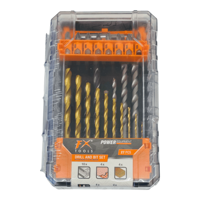 Hovedbilde Drill og bitssett metall/murbor og bits 27pk