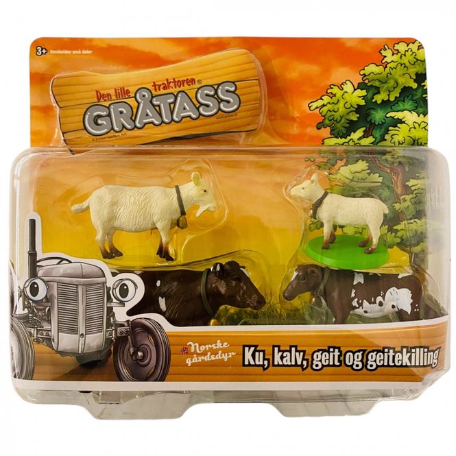 Hovedbilde Gråtass gårdsdyr 4 stk Ku og gjeit