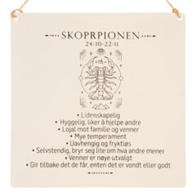Hovedbilde Skilt firkantet Stjernetegn SKORPIONEN 15x15cm