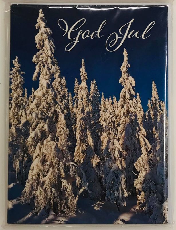 Julekort dobbelt med konvolutt 8 pk.