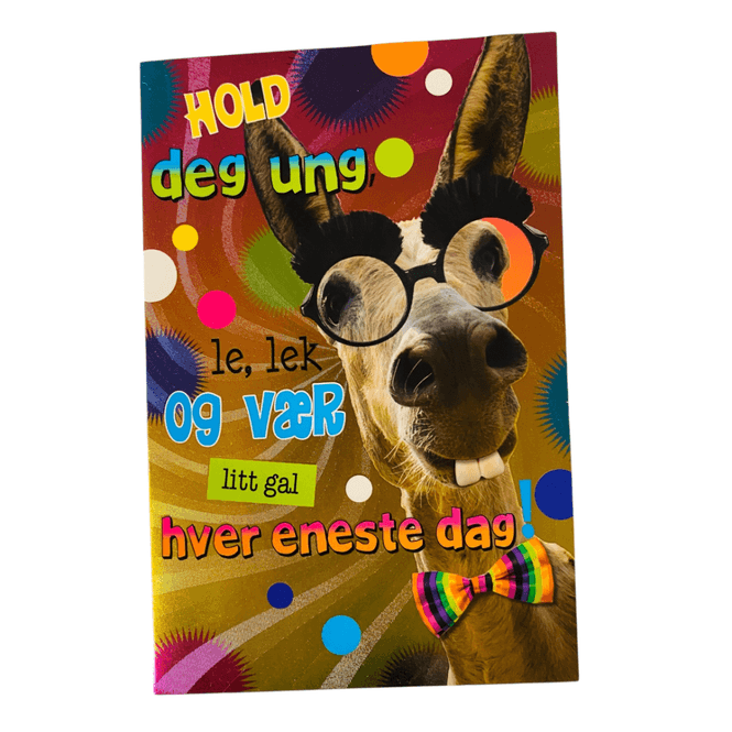 Hovedbilde Gratulasjonskort dobbelt m/konvolutt esel