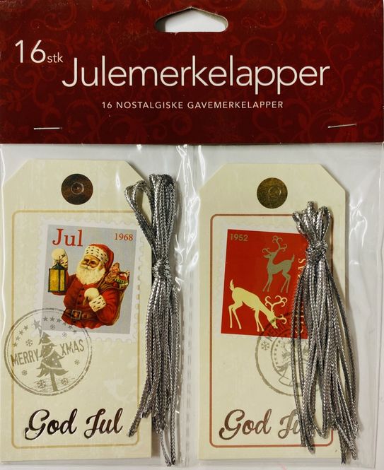 Hovedbilde julemerkelapper 16 pk. Nostalgisk