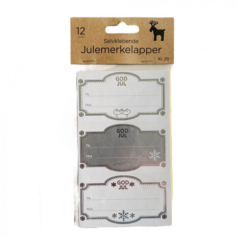 Julemerkelapper 12 pk. selvklebende