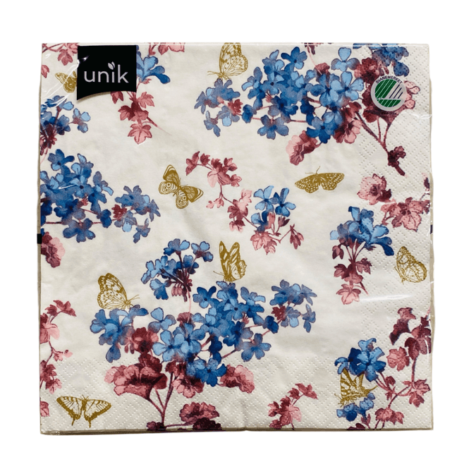 Hovedbilde Middagsservietter; Lilly, hvit med blomster, 20 ...